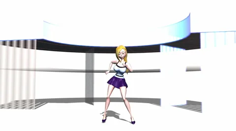 Curvy Toon Dancer in Studio:  Looping Stock Footage 46403691