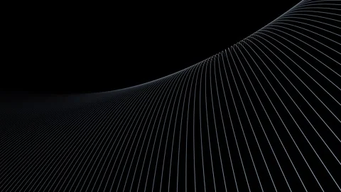 Curvy white lines pattern motion on black background Stock Footage 323964636