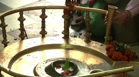 CUS of people praying in monastery in Haridwar, India Stock Footage 58636910