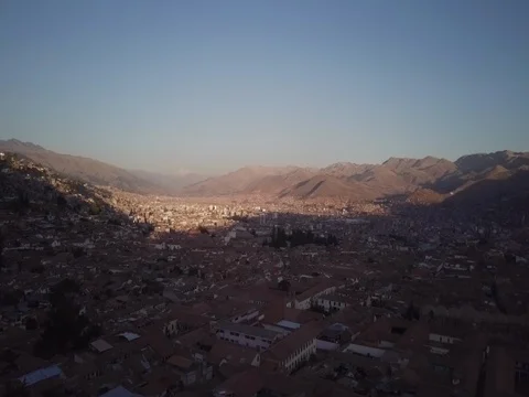 Cusco from the air facing Mount Ausangate Stock Footage 83294031