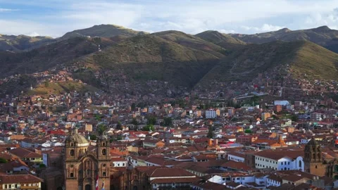Cusco Cathedral Plaza de Armas main square city of Cuzco Peru cityscape Stock Footage 340964778