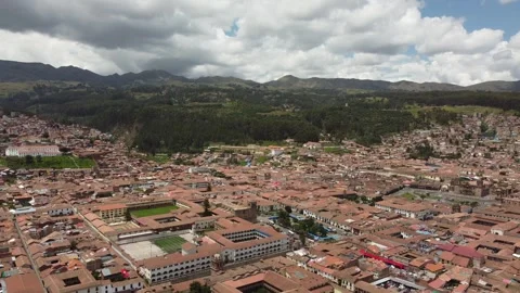 Cusco cityscape showing plaza de armas and andes mountains Stock Footage 337806899