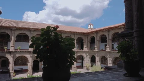 CUSCO, PERU - APRIL 2018: Old Cloister or Monastery located at Cusco in Peru. Stock Footage 91401483