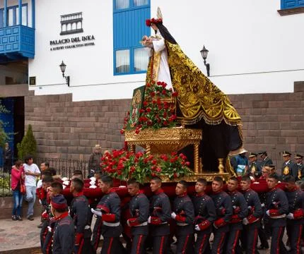Cusco, Peru - August 30, 2014: Religious Procession Stock Photos