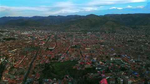 Cusco Plaza de Armas vive en Peru Perú aerial drone Cuzco October cityscape red Stock Footage 325687243