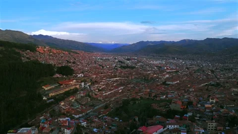Cusco Plaza de Armas vive en Peru Perú aerial drone Cuzco Saqsaywaman cityscape Stock Footage 325687249