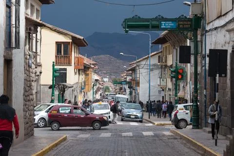 Cusco, Provincia de Cusco, Peru - October 16, 2018: Cusco Street Scene, Peru - Stock Photos