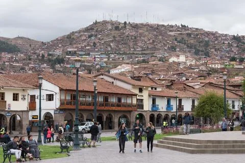 Cusco, Provincia de Cusco, Peru - October 16, 2018: Cusco's Historic Plaza de Stock Photos