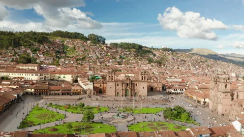 Cusco Square, Peru Aerial Fly Over Drone 02 of 13 Stock-Footage 308891763