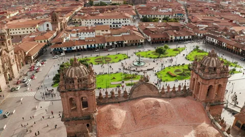 Cusco Square, Peru Aerial Fly Over Drone 03 of 13 Vídeo Stock 308893353
