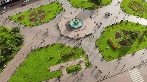 Cusco Square, Peru Aerial Fly Over Drone 04 of 13 Stock-Footage 308894308