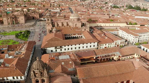Cusco Square, Peru Aerial Fly Over Drone 05 of 13 Vídeo Stock 308895287