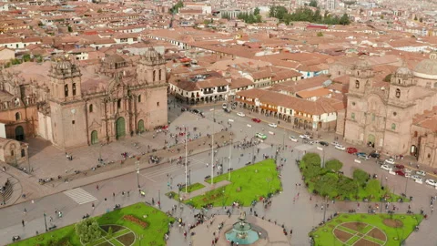 Cusco Square, Peru Aerial Fly Over Drone 09 of 13 Vídeo Stock 308898871