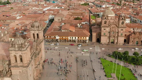 Cusco Square, Peru Aerial Fly Over Drone 10 of 13 Stock-Footage 308900556