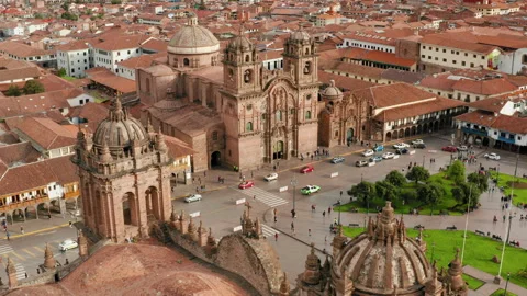 Cusco Square, Peru Aerial Fly Over Drone 11 of 13 Stock-Footage 308901497
