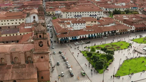 Cusco Square, Peru Aerial Fly Over Drone 12 of 13 Vídeo Stock 308906060