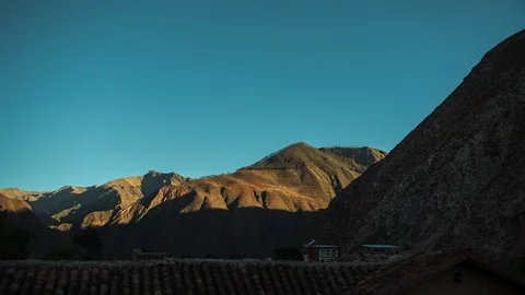 Cusco Valley sunset Urubamba time lapse, Peru - South America Stock Footage 129332218