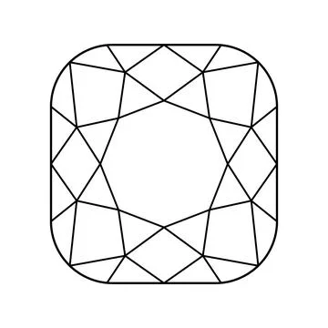 Cushion angular diamond cut shape. Design diagram. Brilliant angular Cushion cut Illustrazione stock