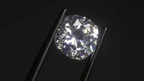 Cushion Cut Diamond Rotating Slowly 4k Stock Footage