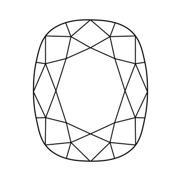 Cushion diamond cut shape isolated on white background. Design diagram. Diamond Illustrazione stock