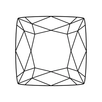 Cushion diamond cut shape isolated on white. Design diagram. Diamond pad shape Stock Illustration