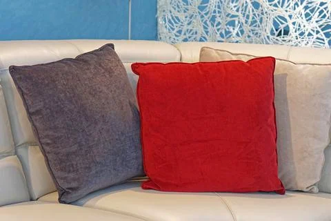 Cushion pillows sofa Stock Photos
