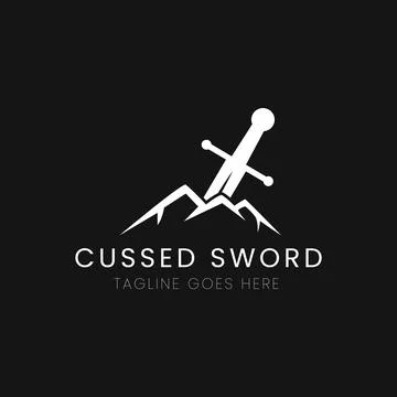 Cussed Sword Concept, Monogram Logo Template Stock Illustration