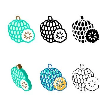 Custard apple fruit color simplified icon vector Stock Illustration