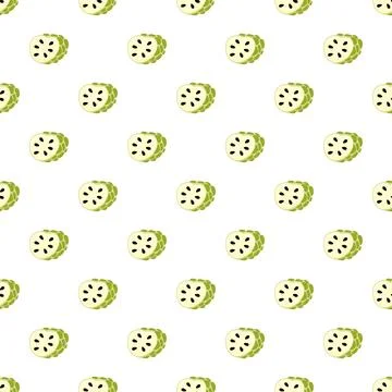 Custard apple fruit halves forming seamless pattern Stock Illustration