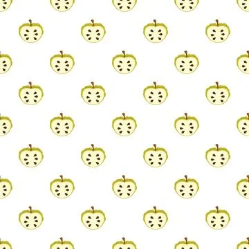 Custard apple fruit halves seamless pattern on white Stock Illustration