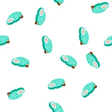 Custard apple fruit isometric icon seamless pattern Stock Illustration