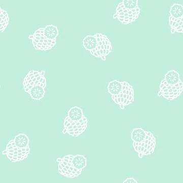 Custard apple fruit line vector seamless pattern Stock Illustration