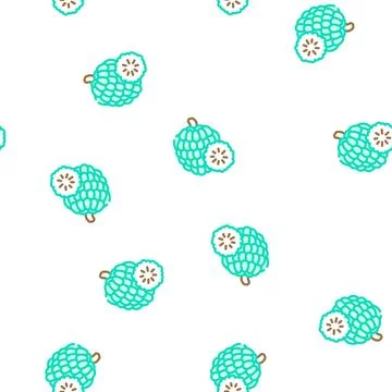 Custard apple fruit vector seamless pattern Stock Illustration