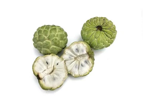 Custard apple isolated on white background close up Stock Photos