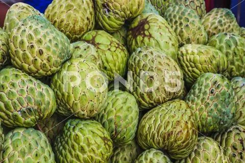 Custard apple thai food in market Stock Photos