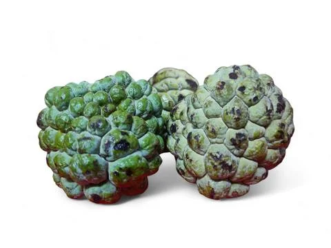 Custard Apples on White Background Stock Photos