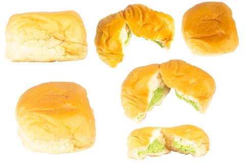 Custard Bread isolated on white background Stock Photos