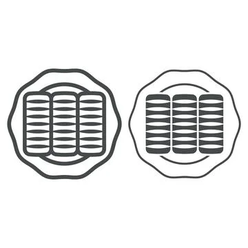 Custard buns line and solid icon, french food concept, cream buns vector sign on Illustration