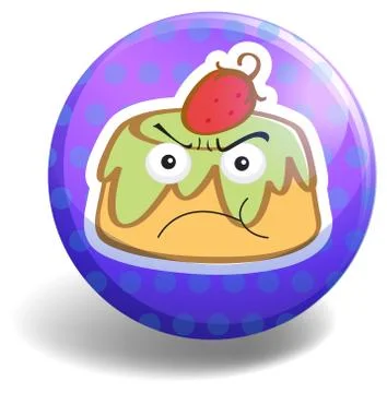 Custard cake on round badge Illustration