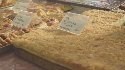 The Custard Cake Slice Close Up Stock Footage 106557269