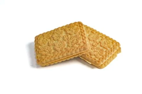 Custard cream biscuits isolated on a white background. Perfect for design e.. Stock Photos