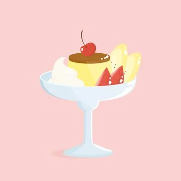 Custard pudding dessert Stock Illustration