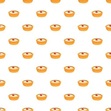 Custard tart dessert seamless pattern on white background Illustrazione stock