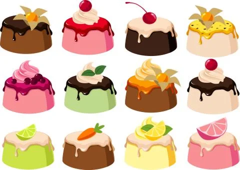 Custards with garnish Stock Illustration