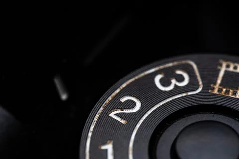 The custom 2 adjustment dial is close on the camera. Old and dirty Stock Photos