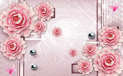 Custom 3D Wall Mural Wallpaper - Image Stock Illustration