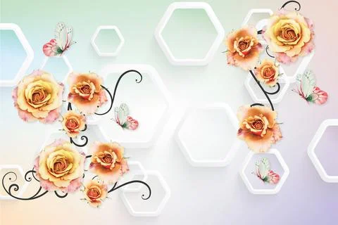 Custom 3D Wall Mural Wallpaper - Image Stock Illustration