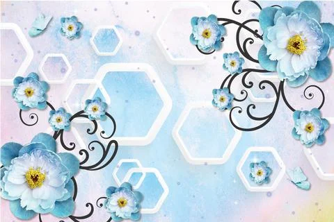 Custom 3D Wall Mural Wallpaper - Image Stock Illustration