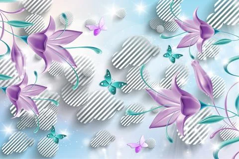 Custom 3D Wall Mural Wallpaper - Image Stock Illustration