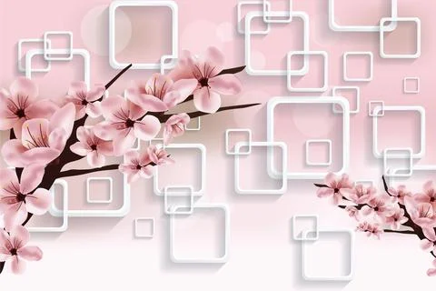 Custom 3D Wall Mural Wallpaper - Image Stock Illustration